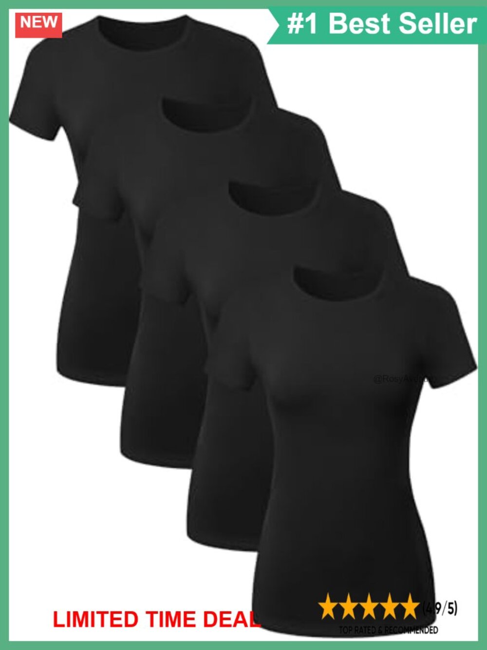 Women's Cotton Blend Crew Neck Short Sleeve Fitted T-Shirt Casual Top